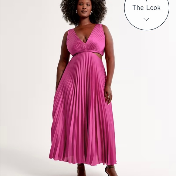 Abercombie & Fitch Satin Pleated Cutout Maxi Pink XS - Picture 2 of 4